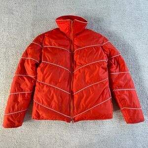 🔥RARE VTG 70s American Down Striped Snow Skiing Dopamine Puffer Jacket Women M